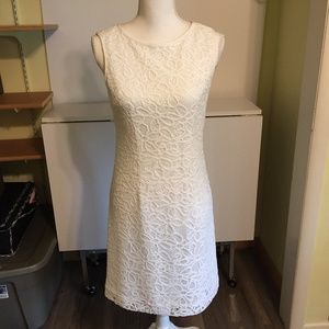White Sleeveless Lace Dress Size 4  London Times